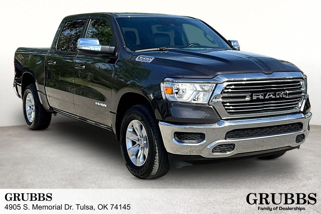 2024 RAM 1500 Laramie in Granite Crystal Metallic Clearcoat — front three-quarter view