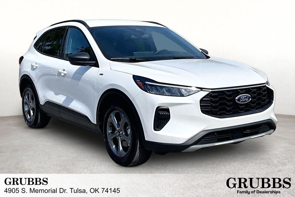2025 Ford Escape ST-Line in White Metallic — front three-quarter view