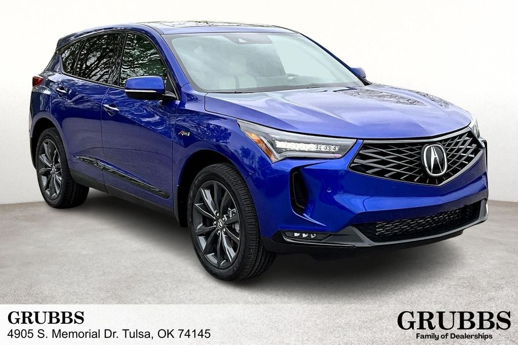 2026 Acura RDX A-Spec Package SH-AWD in Apex Blue Pearl — front three-quarter view
