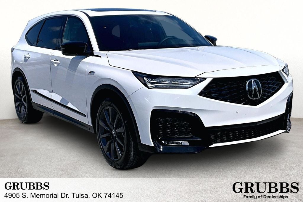 2026 Acura MDX A-Spec SH-AWD in Platinum White Pearl — front three-quarter view