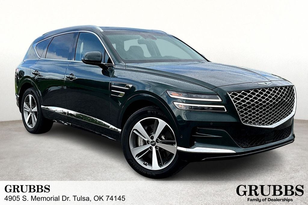 2023 Genesis GV80 3.5T in Cardiff Green — front three-quarter view